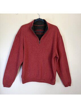 Arkansas Razorback Pullover Fleece Lining Embroidered Hog Logo Large Red 1/4 Zip